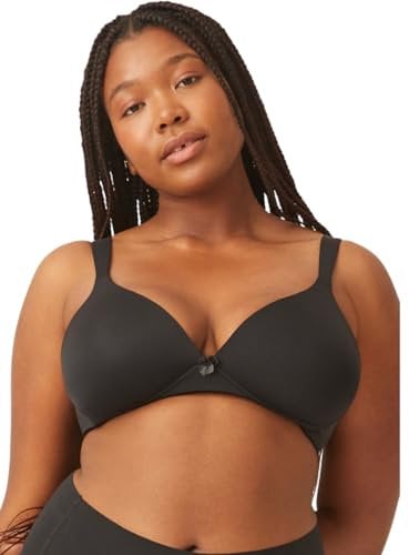Naturana® Women's Wireless Bra [Cup A-D] | 100% Padded Straps | Wire-Free Bra with Seamless Cups | Women's Bra with Underbust Band 42 Black C