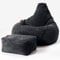 Lounge Pug, Gaming Sitzsack Sessel mit Hocker, Cord Schwarz