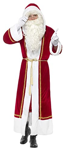 Smiffys Deluxe Weihnachtsmann-Mantel, Rot, mit Gürtel