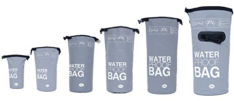 DonDon Dry Bag wasserdichte Tasche 2l, 5l, 10l, 15l, 20l, 30l Pack-Sack Beutel mit Schultergurt - grau 10 Liter