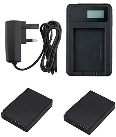 Mains Battery Charger and 2Pcs Battery for Panasonic Lumix DMC-3D1, DMC-ZS25, DMC-ZS20, DMC-ZX1, DMC-ZX3 Camera - Replacement for Battery Charger DE-A65, DE-A66 and DMW-BCG10, DMW-BCG10E Battery