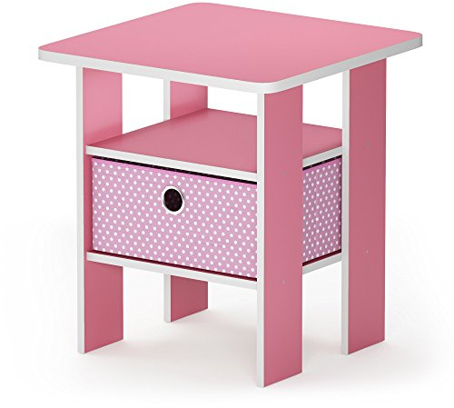 Furinno Andrey Beistelltisch Nachttisch mit Schublade, Rosa