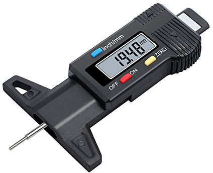 AUTOUTLET Reifen Profiltiefenmesser Reifenprofilmesser, 0–25,4 mm Auto Profilmesser Digital Tiefenmesser mit LCD Display, Reifen Profilmesser Messchieber für PKW, Vans, LKW