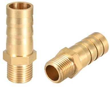 sourcing map Conector Manguera de Lengüeta, Racor Manguera de Latón, Púa de 10mm, Rosca Macho G1/8, Adaptador Manguera Tubo, 2 Piezas