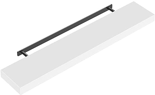 Casaria® Wandregal Weiß mit Halterung 50-110cm Schwebend 15kg Tragkraft Küche Wohnzimmer Büro Flur Bad Schweberegal Regalbrett Hängeregal Matt 110cm
