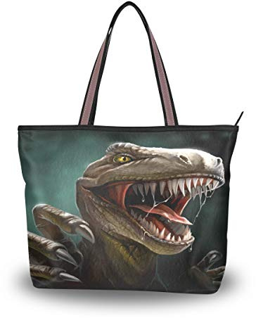 HMZXZ RXYY Aquarell Dinosaurier Zähne Pfoten Handtaschen und Geldbörse für Frau Tote Tasche groß Kapazität obenGriff Käufer Schulter Tasche