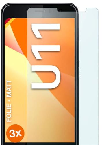 moex FlexProtect matte Schutzfolie für HTC U11 Displayschutz Folie matt gegen Reflexionen, Anti Reflex Handyfolie mit Sonnenschutz, Kompatibel mit jeder Handyhülle, 3 Stück