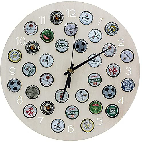 SAFE 36897 Wanduhr Kronkorken für 32 Korken | Geschenke zum Jahrestag für ihn | Nur für echte Kronkorken Sammler | Ideale Männergeschenke zum Geburtstag | Ø 30 cm