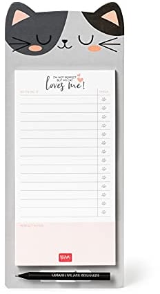 Legami - Magnetischer Notizblock, Vergiss Es Nicht, 11x26 cm, FSC®-Zertifiziertes Papier, 80 g/m² Papier, Hardcover, Magnetische Basis, Kätzchen Motiv, 60 Abnehmbare Bögen
