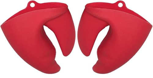 XLKJ Guantes de Silicona Cocina, Silicona para Cocinar Pinzas, Manoplas para Horno de Silicona para Cocina y Horneado (Rojo)