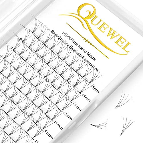 Premade Fan Volume Lash Extensions 4D 0.10D 11mm Russian Pre Made Fan Lashes | 3D 4D 5D 6D 0.07/0.10 C/D Curl 8-15mm | Long Lasting | Easy Application(4D 0.10D 11mm)