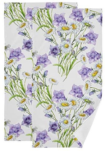 Kcldeci Küchentücher mit Blumenstrauß, Kamille und Glocke, 35,6 x 71,1 cm, 2 Stück, Geschirrtücher für Geschirrlappen zum Trocknen von Geschirr, Kleidung und Geschirrtüchern