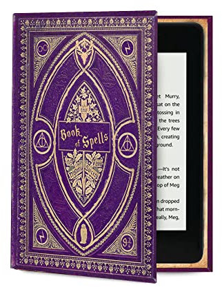 KleverCase Étui Universel Style Livre pour liseuses Kindle Paperwhite et Kindle (Comprend Les Derniers modèles Paperwhite avec écran 6,8) (thème Book of Spells)