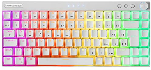 Mars Gaming MKCLOUD, Wireless Mechanische Tastatur RGB Weiß, Ultra-kompakt 75%, Switch Outemu SQ PRO Braun, Sprache Spanisch+US