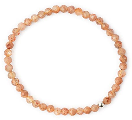 ECHTES 4mm NATURSTEIN FACETTIERT| SILBERPERLE 925 STERLING | KOSTENLOSE EBOOKS DEUTSCH | HANDGEFERTIGT | Schmuck für Damen | ALLE STEINE IN UNSEREN ARMBÄNDERN SIND NATÜRLICH (ORANGER MONDSTEIN)