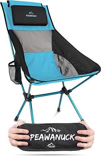 Ultraleichter klappbarer Campingstuhl mit Langer Rückenlehne und Kissen Outdoorstuhl Strandstuhl Reisestuhl Anglerstuhl - nur 995g! Traglast 150kg (330 lbs) Farbe Petrol/Schwarz