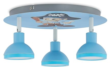 Lindby Deckenlampe Roxas dimmbar in Blau aus Metall (3 flammig, GU10) - Kinder Deckenleuchte Lampe Kinderzimmerleuchte