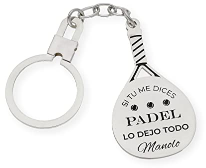 Llavero Pala de Padel en Plata | Materiales Hipoalergénicos | Llaveros Plata de Ley 925 | Llaveros Originales Plata de ley | Llaveros Plata de ley Originales | S&S