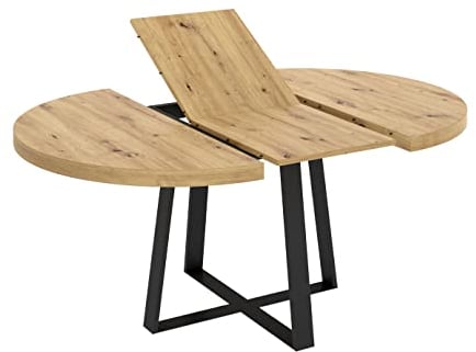 DEKIT GRUPO RIMOBEL Duna Mesa de Comedor Redonda Extensible, Melamina, Nordic, 77x110-158 cm