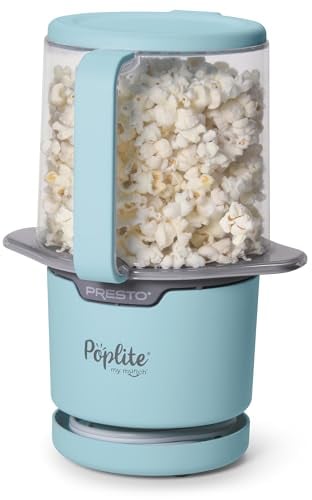Presto 04811 PopLite My Munch Hot Air Popcorn Popper - Personal Sized, Built-In Serving Bowl, Compact Design, 8 Cups, Blue