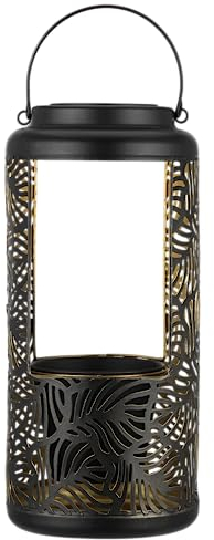 REV Solarlampe - Gartenleuchte 38cm mit Dekoschale & Bügel zum Aufhängen - schöne Gartendeko, Metall, IP44, schwarz