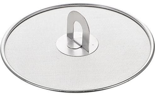 BESTonZON Haushaltsgeräte Fettspritzer-Schutz Für Kochpfanne Ölschutz Edelstahl-Mesh-Sieb Topfdeckel Mit Klappgriff Anti-Öl-Spritzschutz Für Bratpfanne 21 cm Fettsieb