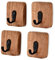 Samhita Acacia Wood Natural 4 PCS Wall Mounted Rustic Decorative Robe and Towel Hooks for Hanging Coat, Towel, Keys, Hat, Umbrella, Bag (7.62cm x 6.35cm x 1.90cm)