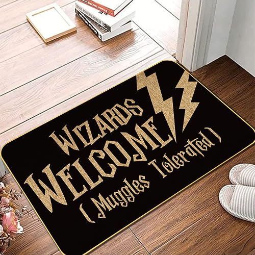 Halloween Welcome Door Mat Funny Wizards Personalized Monogram,Living Room Kitchen Floor Mat Home Halloween Indoor Outdoor Decoration 30X18 Inch