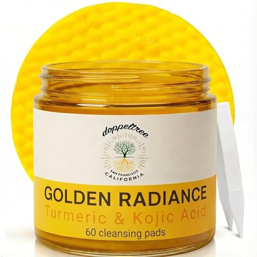 Doppeltree Kojic Acid Turmeric Cleansing Pads Abzuspülende Reinigungspads (60 Pads), Reinigende & exfolierende Gesichtspads, zur Reduzierung dunkler Flecken, für ein ebenmäßigeres