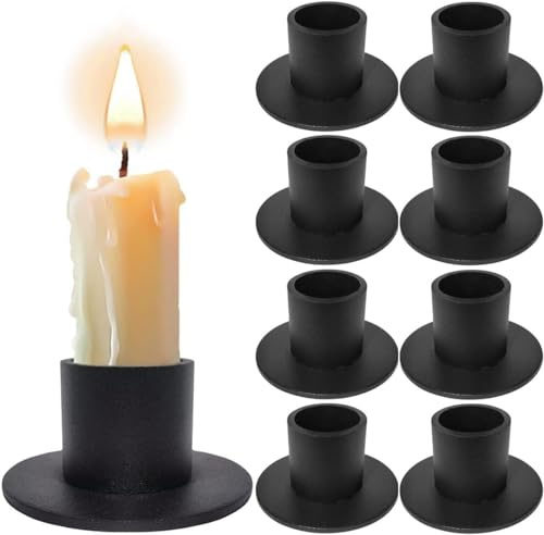 8 Stück Schwarze Kerzenständer,Retro Candlelight Dinner Kerzenhalter, für Wohn,Esszimmer und Schlafzimmerdekoration Kamindekoration
