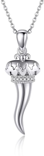 Italienische Horn Kette 925 Sterling Silber Glückshorn Cornicello Anhänger Halskette Italienischer Horn Schmuck Amulett Geschenk für Damen Männer Frauen Mädchen
