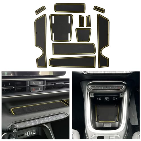 CDEFG Compatibile con Jeep Avenger 2023 2024, Tappetino Antiscivolo Antipolvere Antigraffio Tappetini in Gomma Portabicchieri Auto Avenger EV Hybrid 2023 Accessori (Giallo)