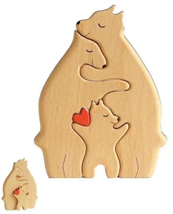 HPiano Personalisiertes Holz Kunstpuzzle der Bärenfamilie, Holzkunstpuzzle der Bärenfamilie, Bärenfamilie aus Holz Kunst Puzzle, Home Tischdekoration Geschenk für Familie Andenken Geschenke