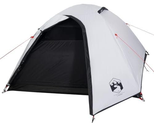 vidaXL Kuppelzelt, Campingzelt für 4 Personen Wasserdicht, Outdoor Zelt mit Abnehmbarem Überzelt Insektenschutz, Trekkingzelt Leicht Tragbar, Weiß Dunkel