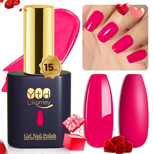 YTD Likomey Smalto Semipermanente per Unghie in gel,15ml Rosa Bacca UV LED Smalti Semipermanenti Professionale Manicure Gel Nail Polish