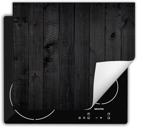 DarHaus Herdabdeckplatte Einteilig Küche Herdabdeckung Ceranfeld Herdabdeckplatten Anti Rutsch Matte Aufrollbar 60x52 cm, schwarz - Holz
