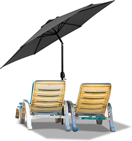 Jopassy Sonnenschirm 270cm Sonnenschutz knickbar,Sonnenschirm strand Neigungswinkel und Höhe verstellbar ohne Ständer,Strandschirm für Terrasse,Balkon,Strand,Anthrazit