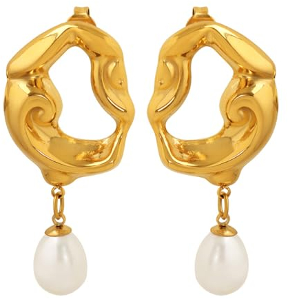 Damen-Ohrringe, Lava-Ohrringe, Retro-Stil, luxuriös, unregelmäßig, Süßwasserperle, übertriebene Ohrringe, Shell