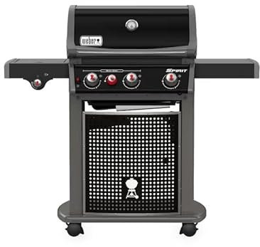 Weber Spirit E-330 GBS Classic Barbecue a gas, 3 fuochi, fornello laterale e bruciatore Sear Zone, piano di cottura 60 x 46 cm, termometro sul coperchio, 4 ruote, nero (1500138)