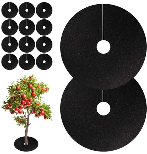 Les-Theresa 52 cm Tappetino per Erbacce da Giardino, 12 Pezzi Tappetino Pacciamatura Telo Pacciamatura Albero, Dischi Pacciamatura per Piante, Alberi Nuovi, Vivai, Giardini, Frutteti, Orti e Giardini