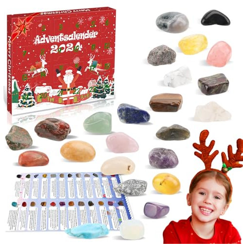 Brezoy Adventskalender 2024 Kinder, Edelsteine für Kinder Adventskalender Mädchen Spielzeug ab 3 4 5 6 7 8 Jahre Junge Mädchen Xmas Geschenk