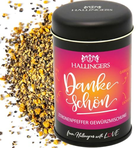 Hallingers Dankeschön - Geschenk zum Danke sagen, Premium Pfeffer für Gemüse, Marinade & Salatdressing als Dankeschön (Dose) - Geschenk im Sommer & als perfektes Grillgeschenk | Geburtstag Glückwunsch