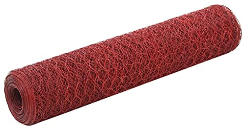 ZEYUAN Drahtzaun Stahl mit PVC-Beschichtung 25x0,75 m Rot, Maschendrahtzaun, Gartenzaun, Hühnerzaun, Hundezaun, Hasendraht, Draht Zaun 143303