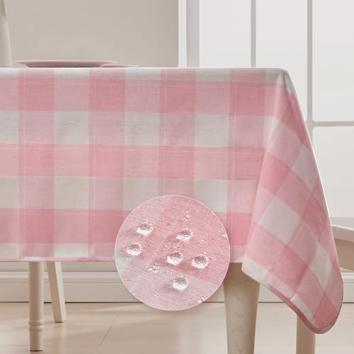 BALCONY & FALCON Nappe utilisable Rectangle à Carreaux Double Face - Infroissable - Vichy - Imperméable - Anti-Fuite et Lavable - pour Manger, Camping, Pique-Nique, fête, Rose - 145 × 300 cm
