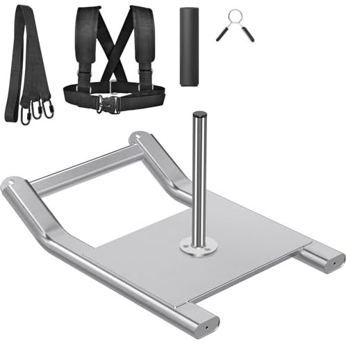 Kipika Trineo de pesas de acero inoxidable, trineo de entrenamiento grueso para equipo de fútbol, mejora de velocidad, arrastre de pesas de velocidad compatible con discos de peso de 1 pulgada y 2