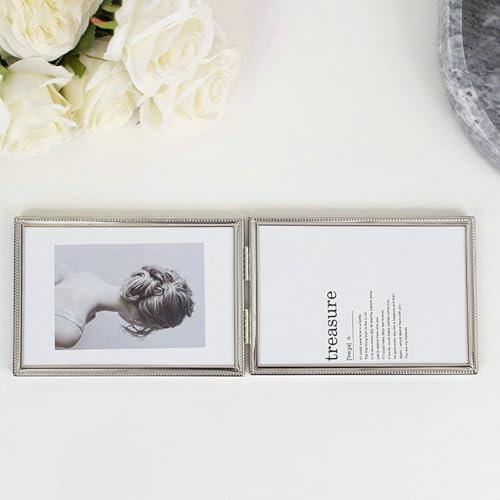 Ayoiow Photo Frame 15x10 cm Silber Metall Fotorahmen für Jubiläum Photo Frame Table