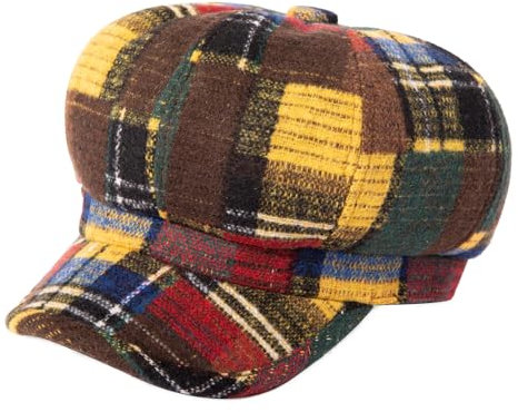 Comhats Damen Ballonmütze warme Schirmmütze Wintermütze Wolle Barett Maler Mütze mit Visor Newsboy Cap 67145_Mehrfarbig M