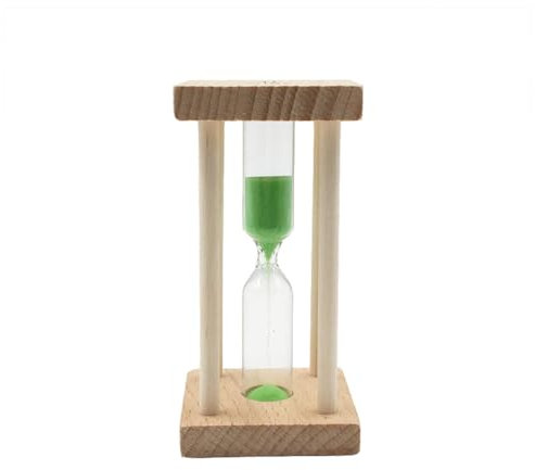 Amosfun Mini Sanduhr Timer Quadratische Sanduhr aus Holz mit Grünem Sand für Kochen Spiele Dekoration Perfektes für Junge Mädchen