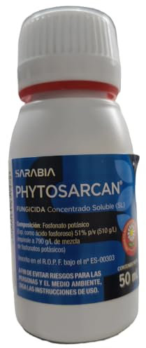 Phytosarcan 50 ml - Sarabia. Fungicida concentrado soluble. Eficaz contra mildiu, gomosis y agudo. Ideal para citricos, huerta y frutales. Jardineria domestica