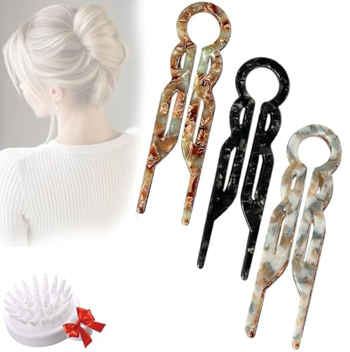 6 Pieces Lady Style Hair Pins, Magic Simple Spiral Fast Braid Hair Twist Styling Clip Pin (A)